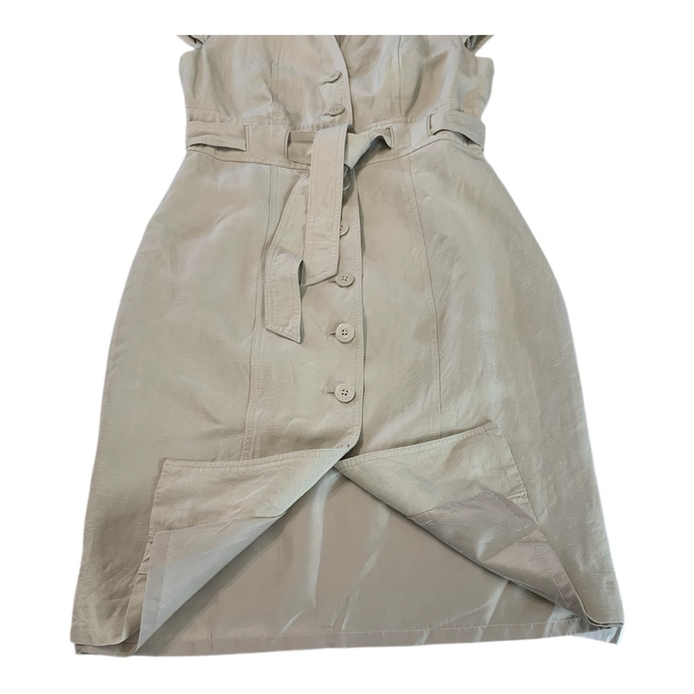 CALVIN KLEIN Linen Blend Button Down Khaki Dress Sz M - Picture 6 of 13